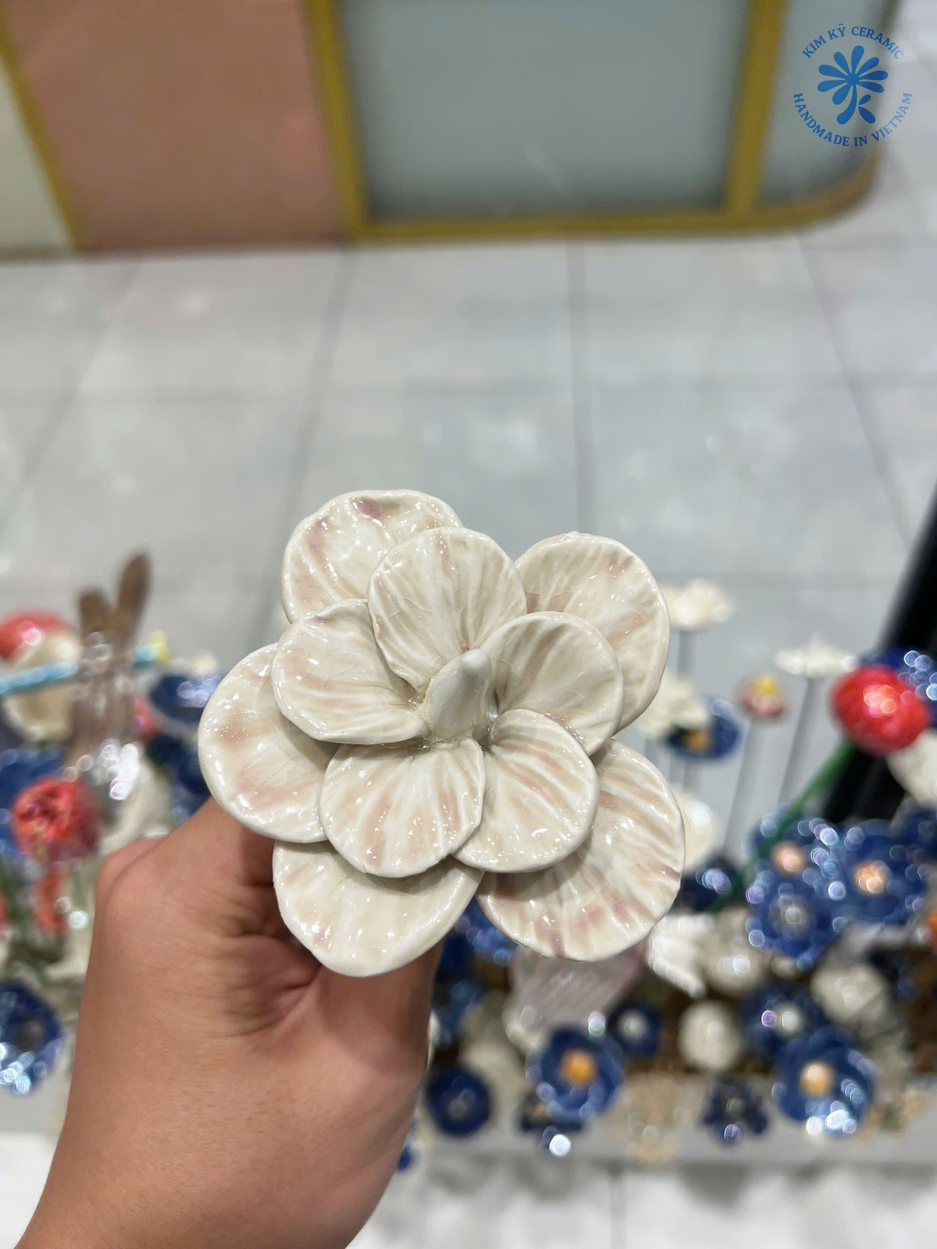 Ivory Beige Multi-Layered Ceramic Blossom - 1