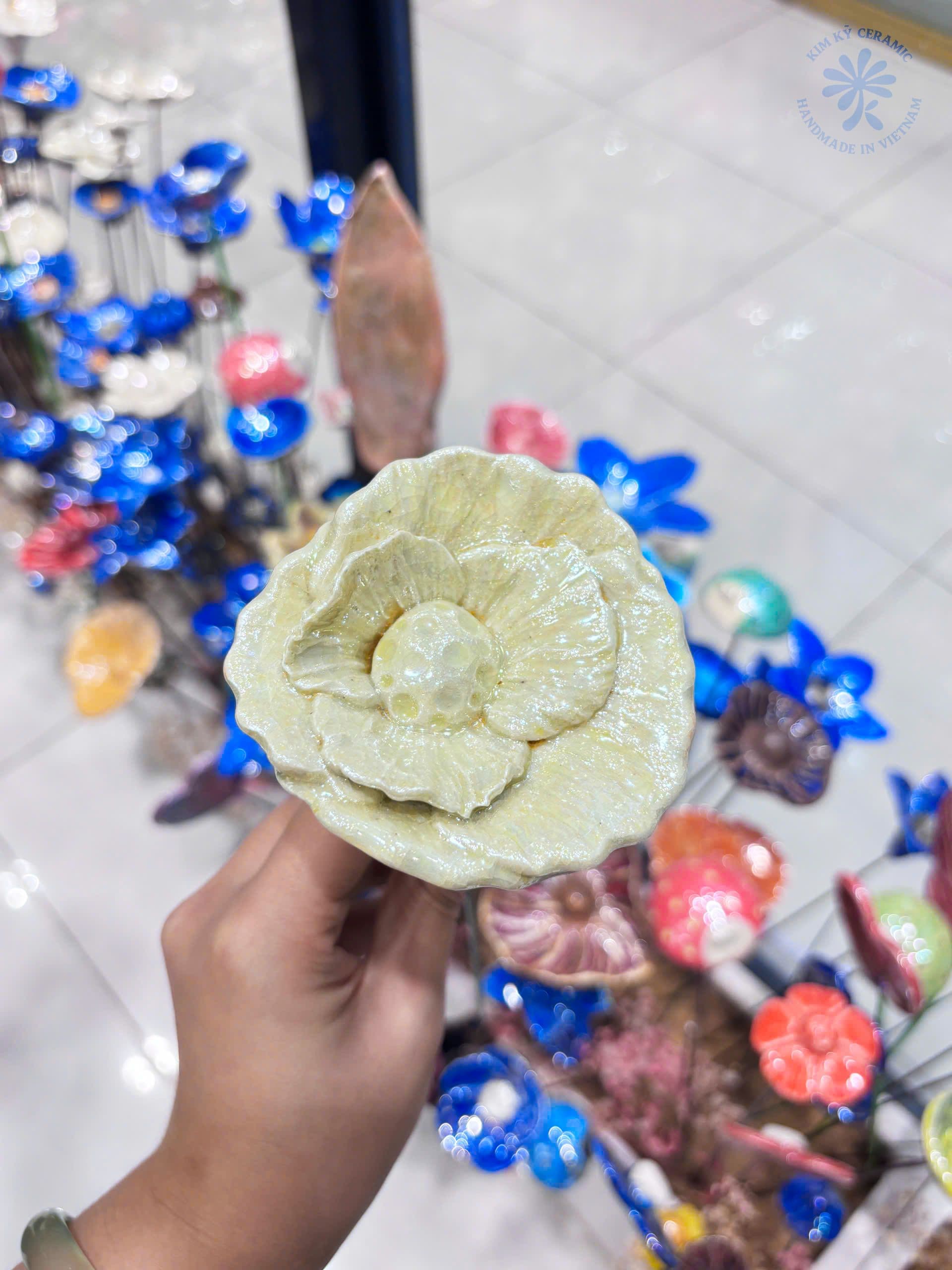 Ivory Beige Multi-Layered Ceramic Blossom - 2