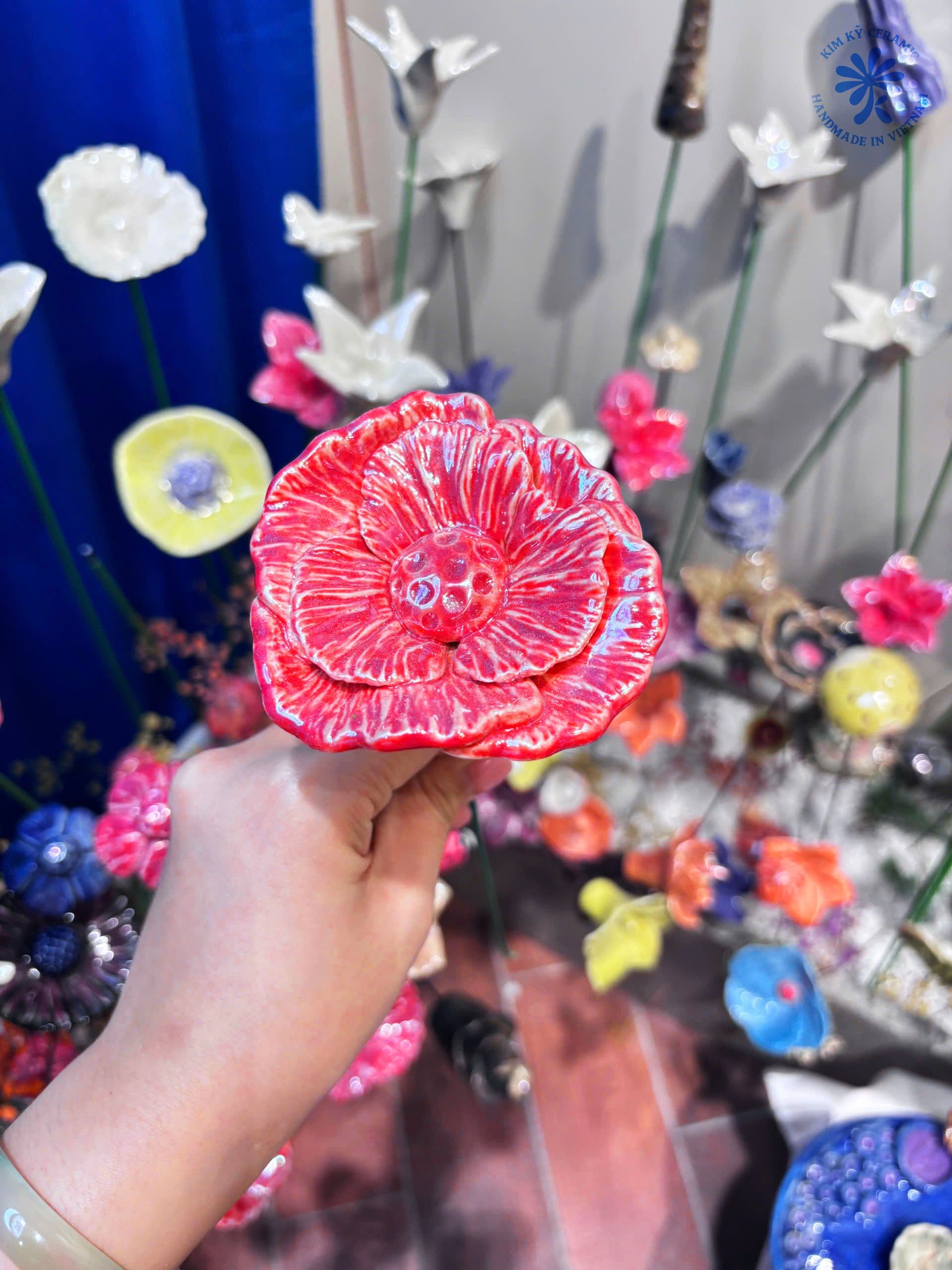 Peach Multi-Layered Ceramic Blossom - 1