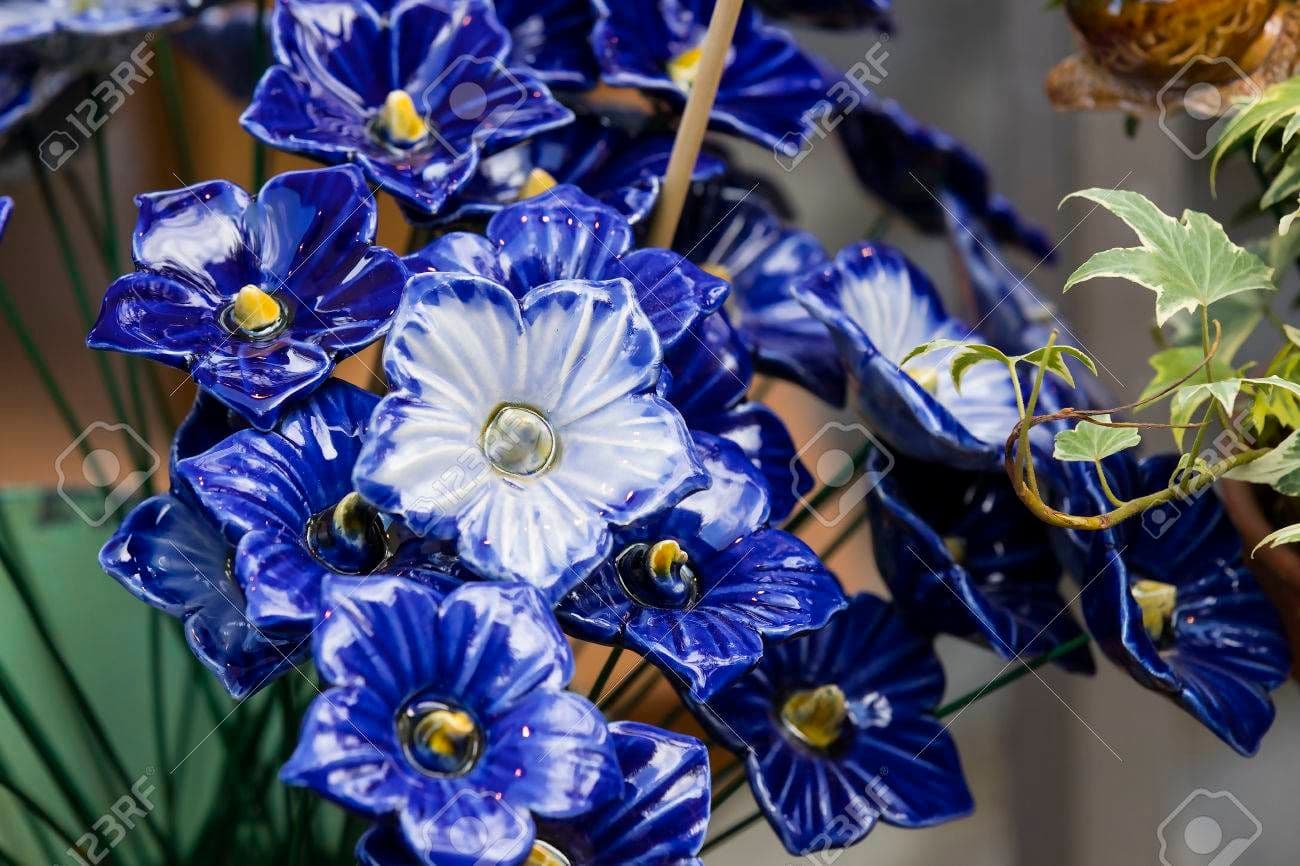 Cành Hoa Men Lam - 1