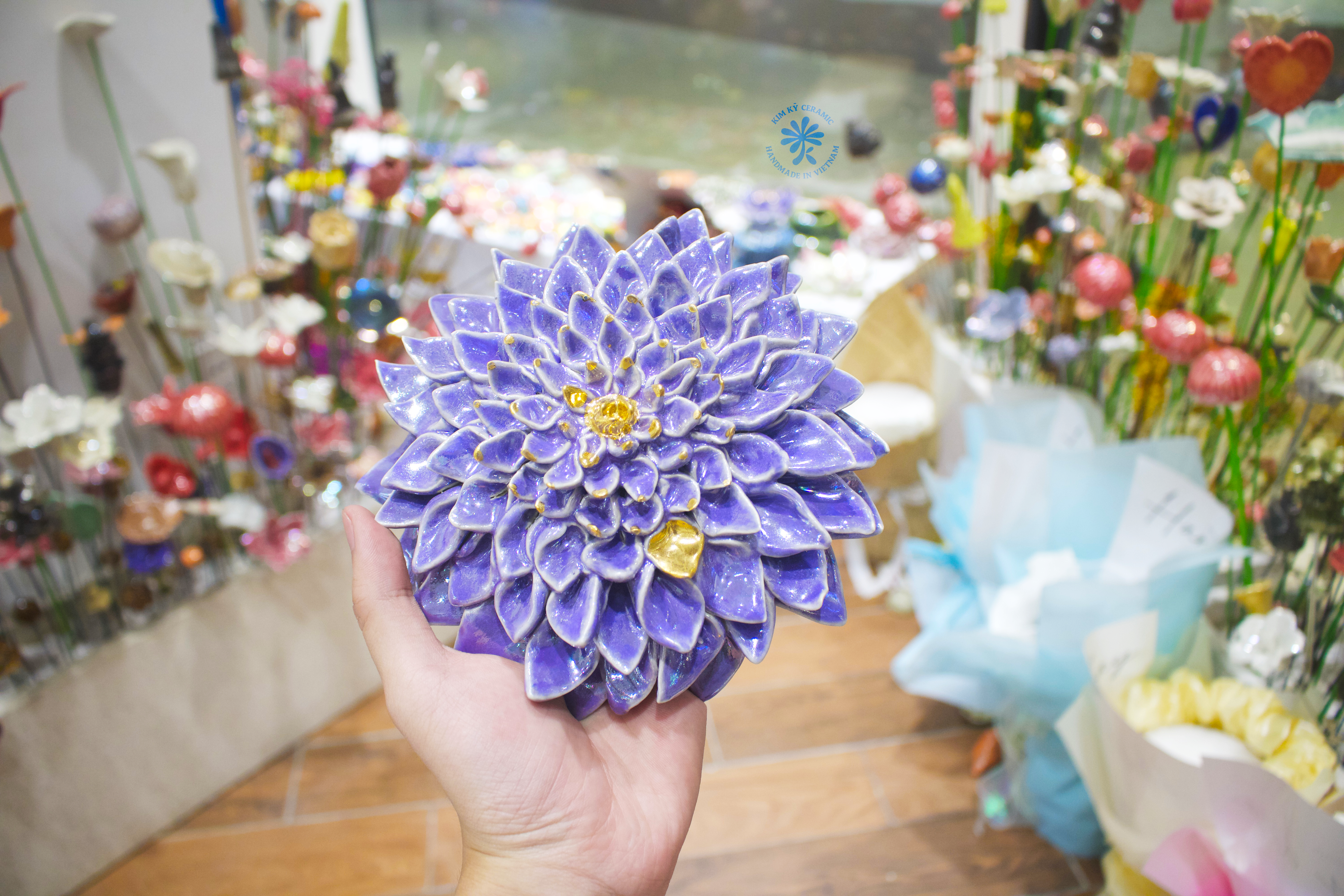 Golden-Kissed Lavender Dahlia